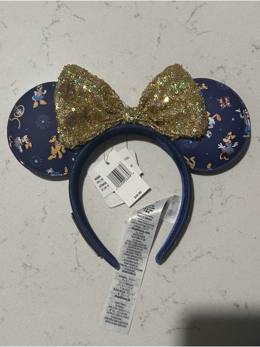 Disney World Parks Loungefly 50th
Anniversary Minnie Headband Ears Gold
Sequin